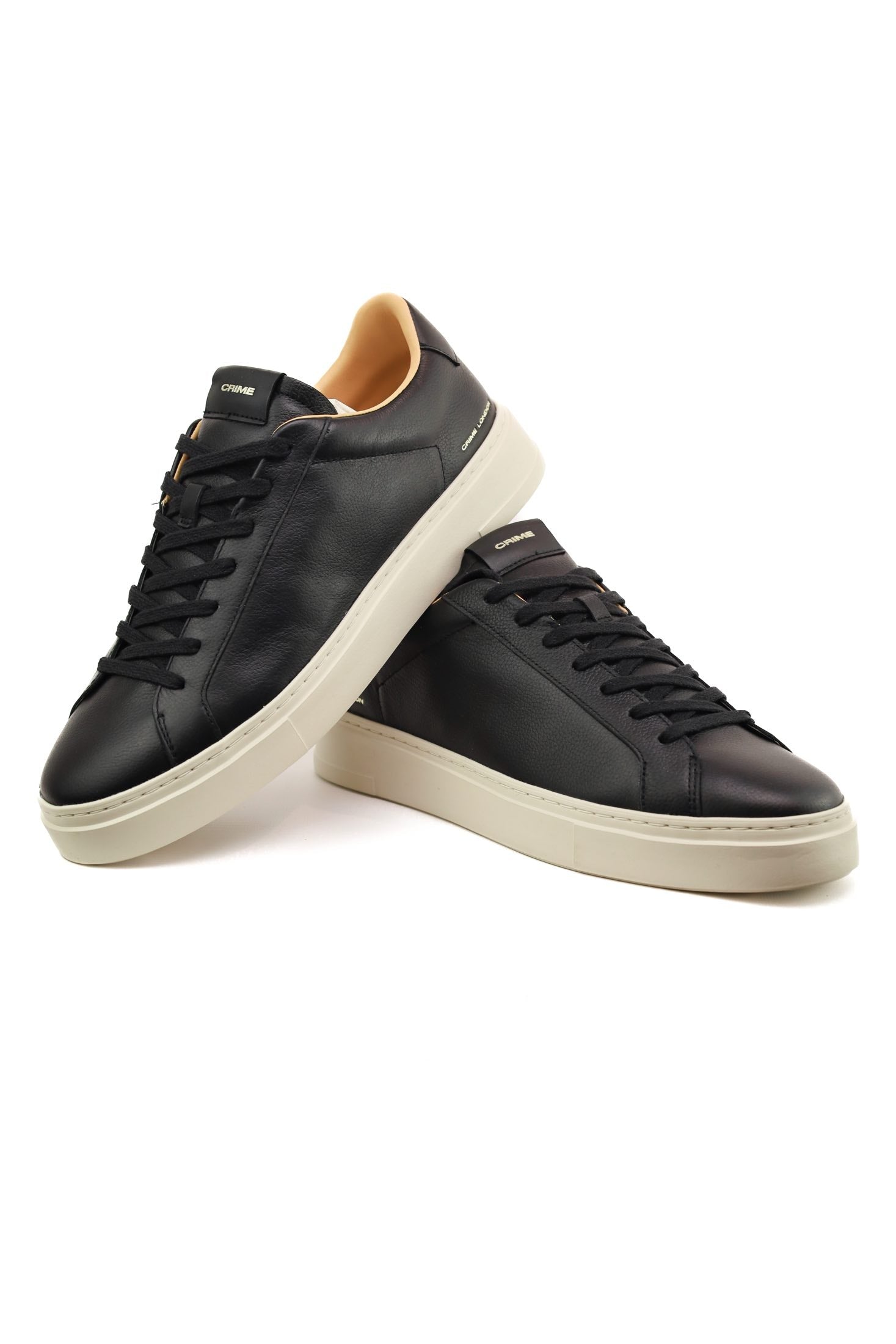 Crime sneakers uomo in pelle con suola extra light nero