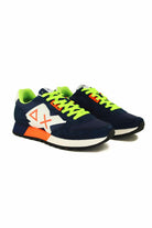 Sun68 Scarpe sneakers uomo in pelle e tessuto blu