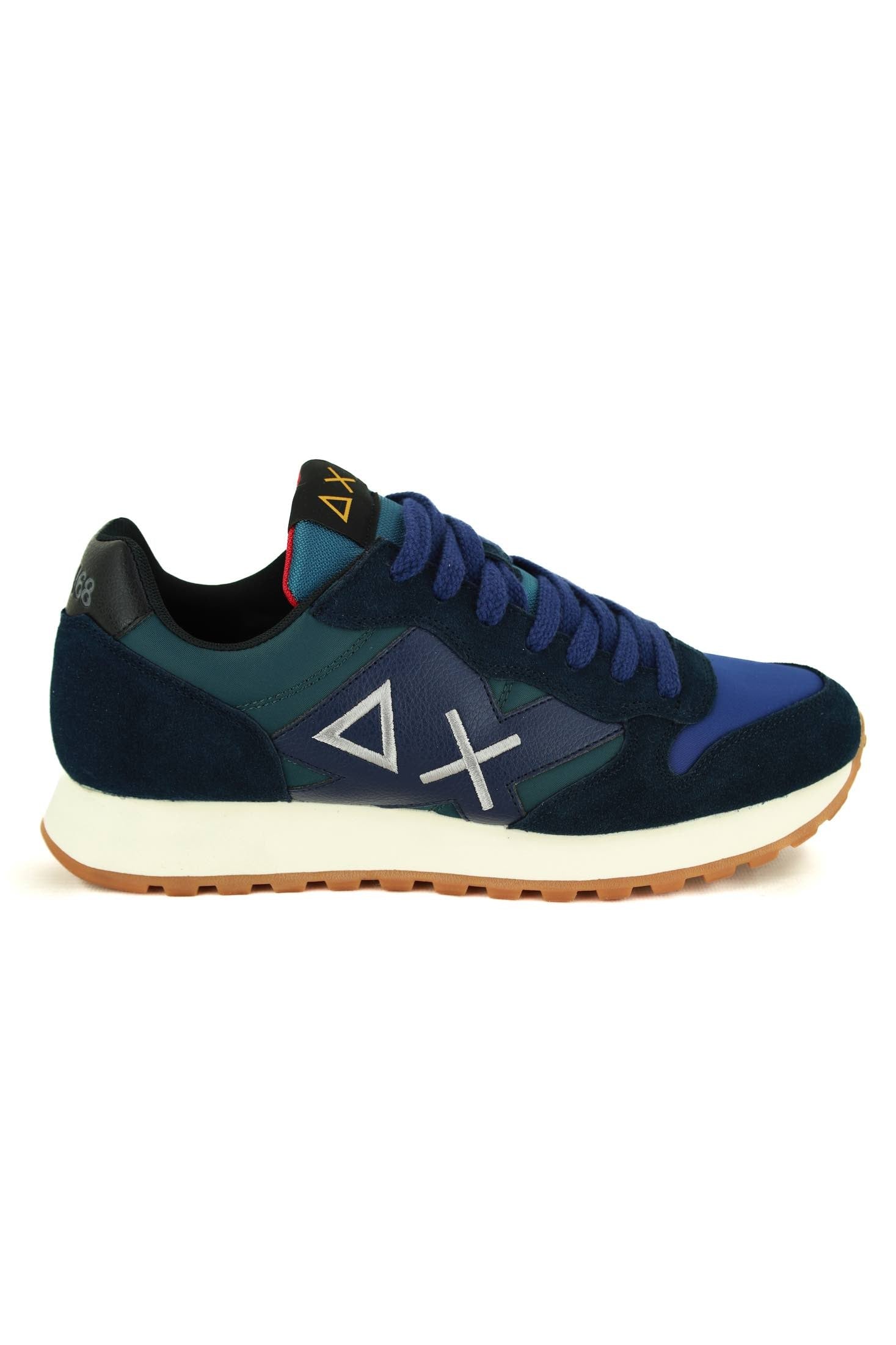 Sun68 Scarpe sneakers uomo in pelle e tessuto blu