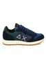 MEN'S SNEAKERS IN BLUE LEATHER AND FABRIC