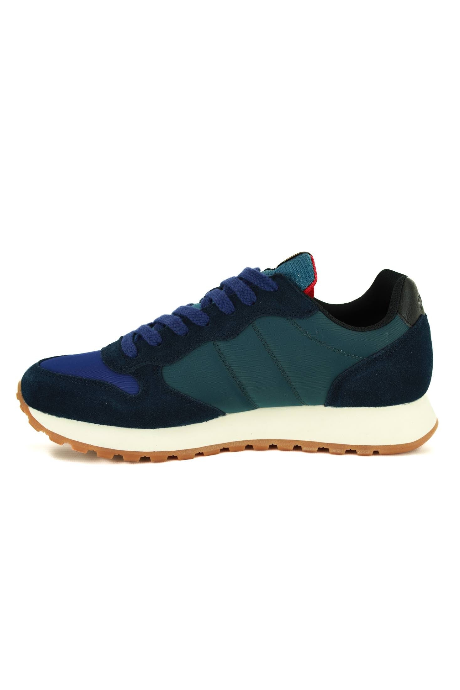 Sun68 Scarpe sneakers uomo in pelle e tessuto blu