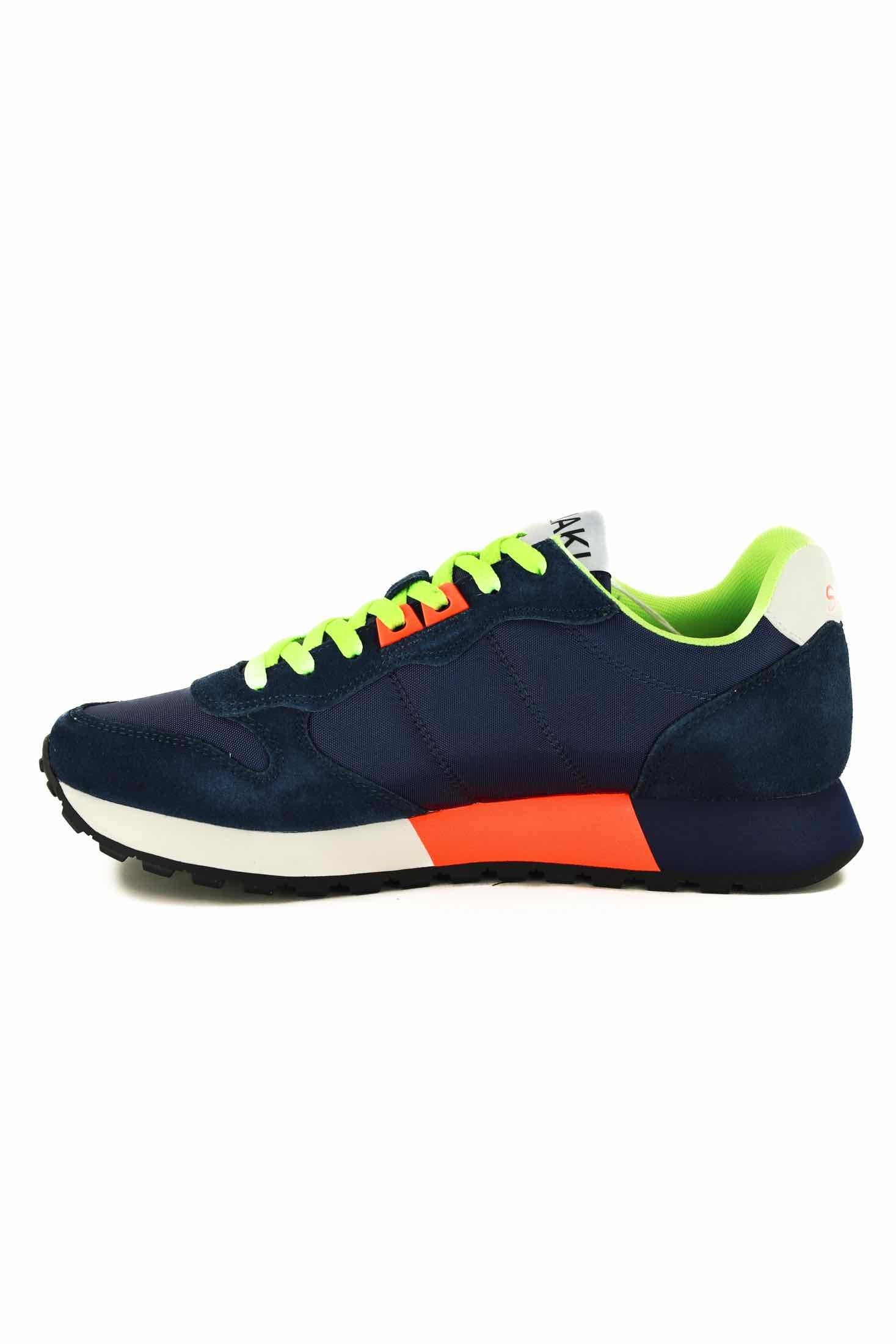 Sun68 Scarpe sneakers uomo in pelle e tessuto blu