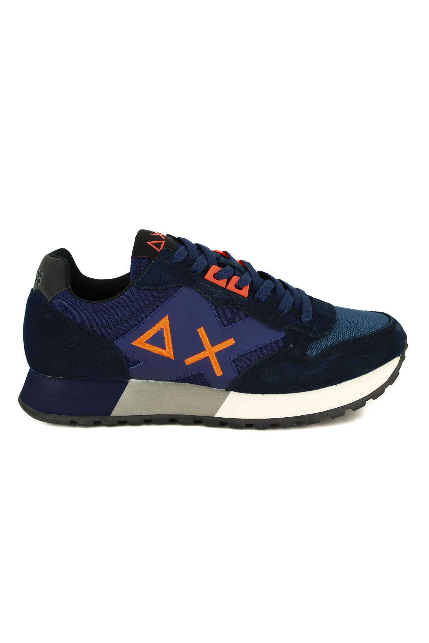 Sun68 Scarpe sneakers uomo in pelle e tessuto dettagli fluo blu