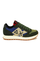 Sun68 Scarpe sneakers uomo in pelle e tessuto verde