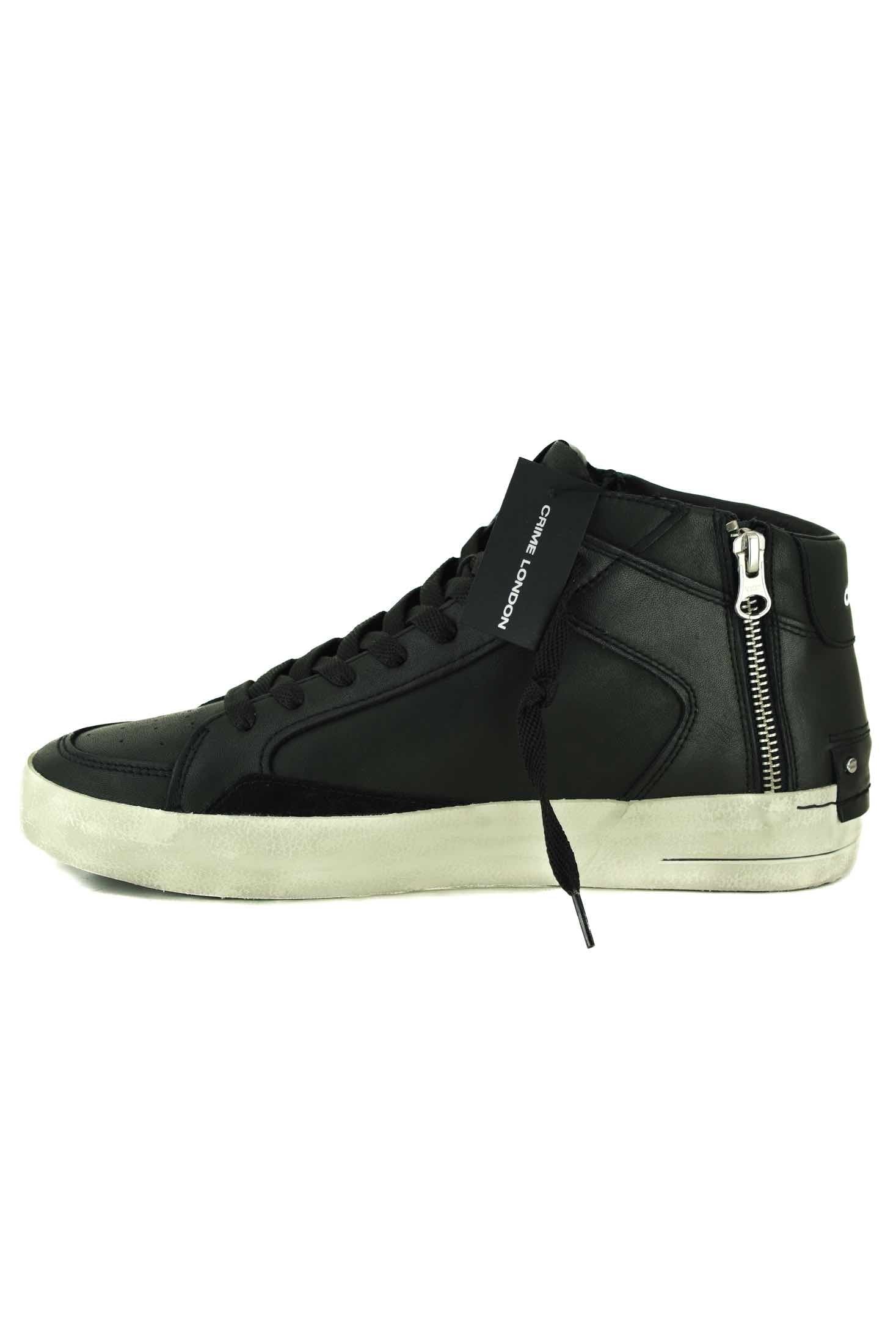 Crime sneakers uomo mid in pelle nero