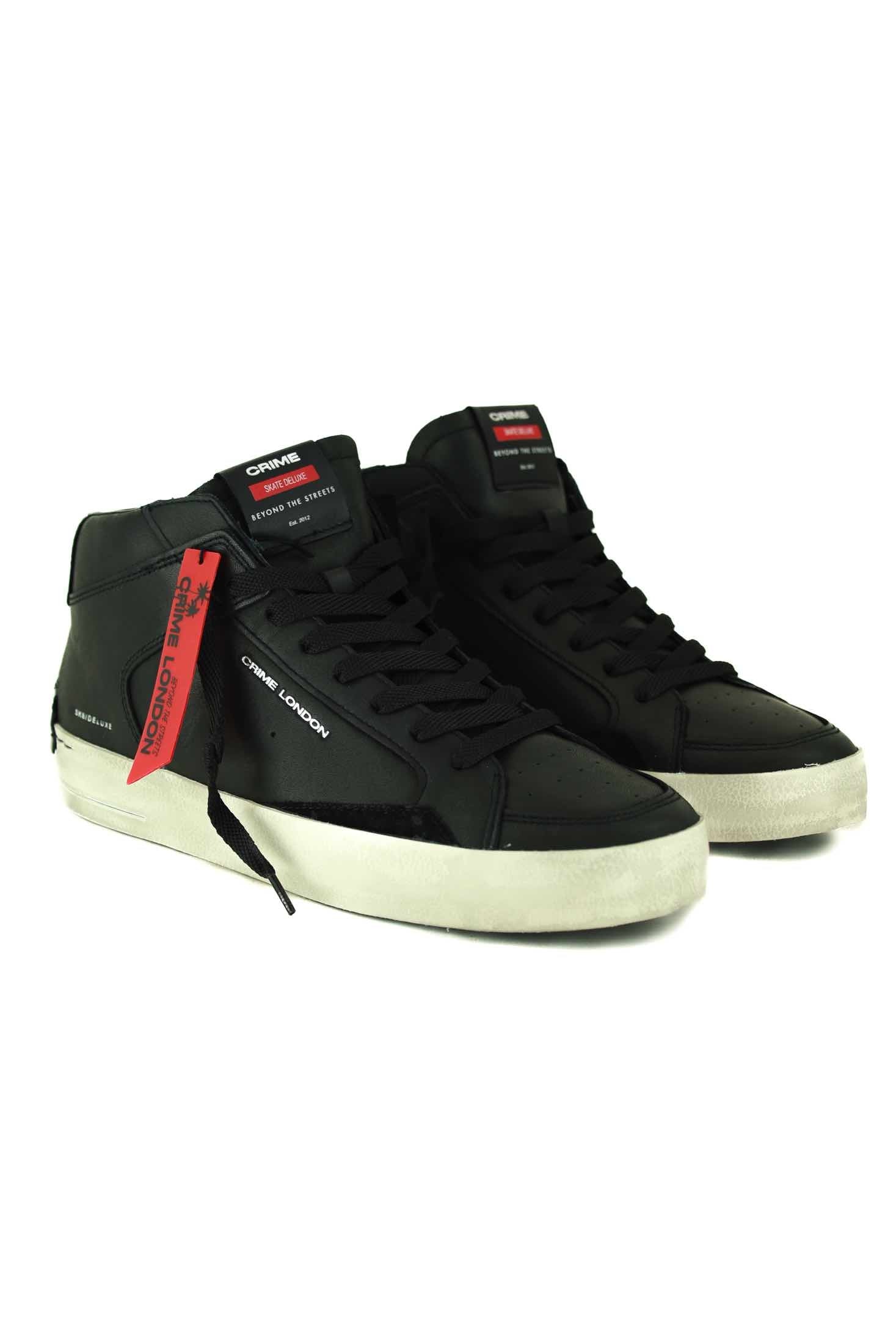 Crime sneakers uomo mid in pelle nero