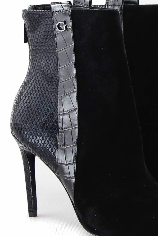 Guess Scarpe stivaletto tacco alto in pelle scamosciata pitone nero