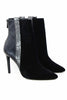 BLACK PYTHON SUEDE HIGH HEEL ANKLE BOOT