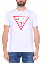 Guess Uomo t-shirt con manica corta con logo iconico bianco