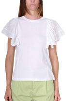 Molly t-shirt con maniche di pizzo bianco