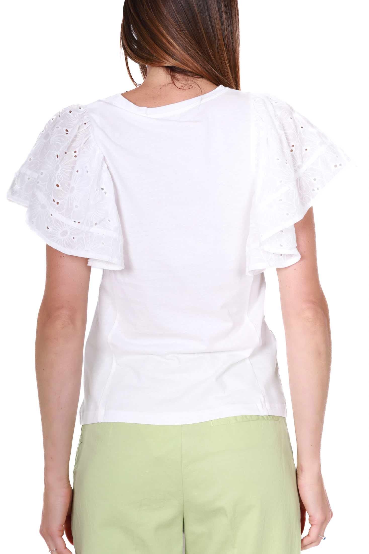 Molly t-shirt con maniche di pizzo bianco