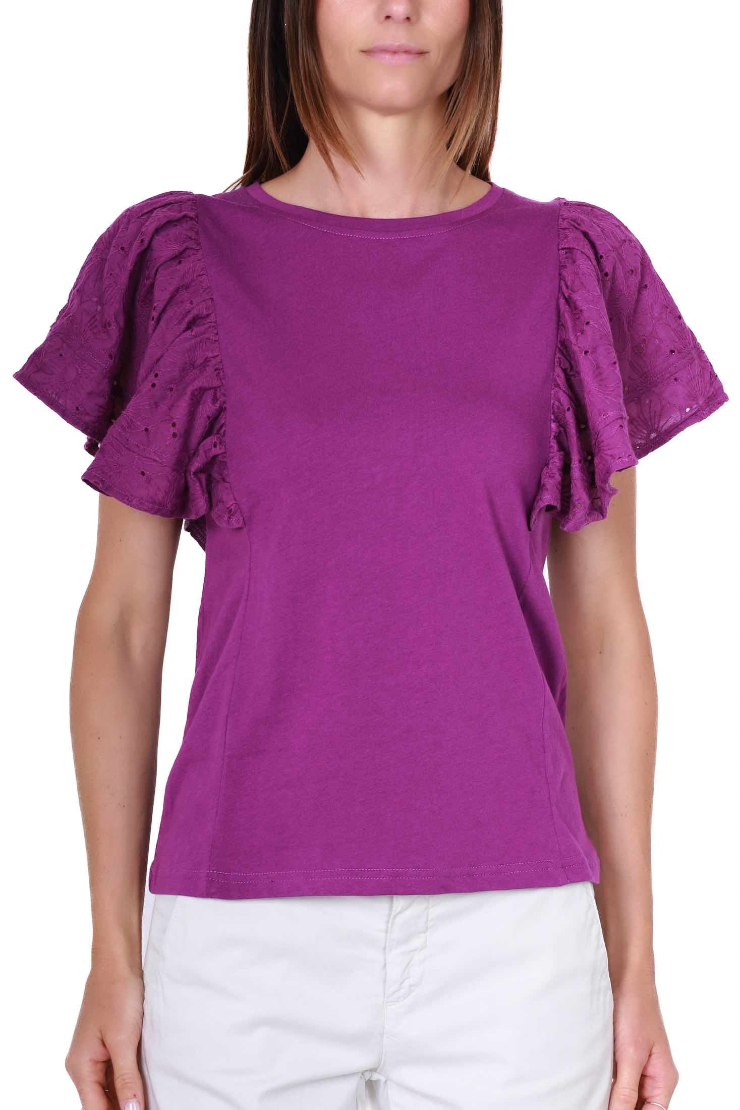 Molly t-shirt con maniche di pizzo viola