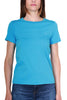 WOMEN'S CREW NECK T-SHIRT IN TURQUOISE COTTON