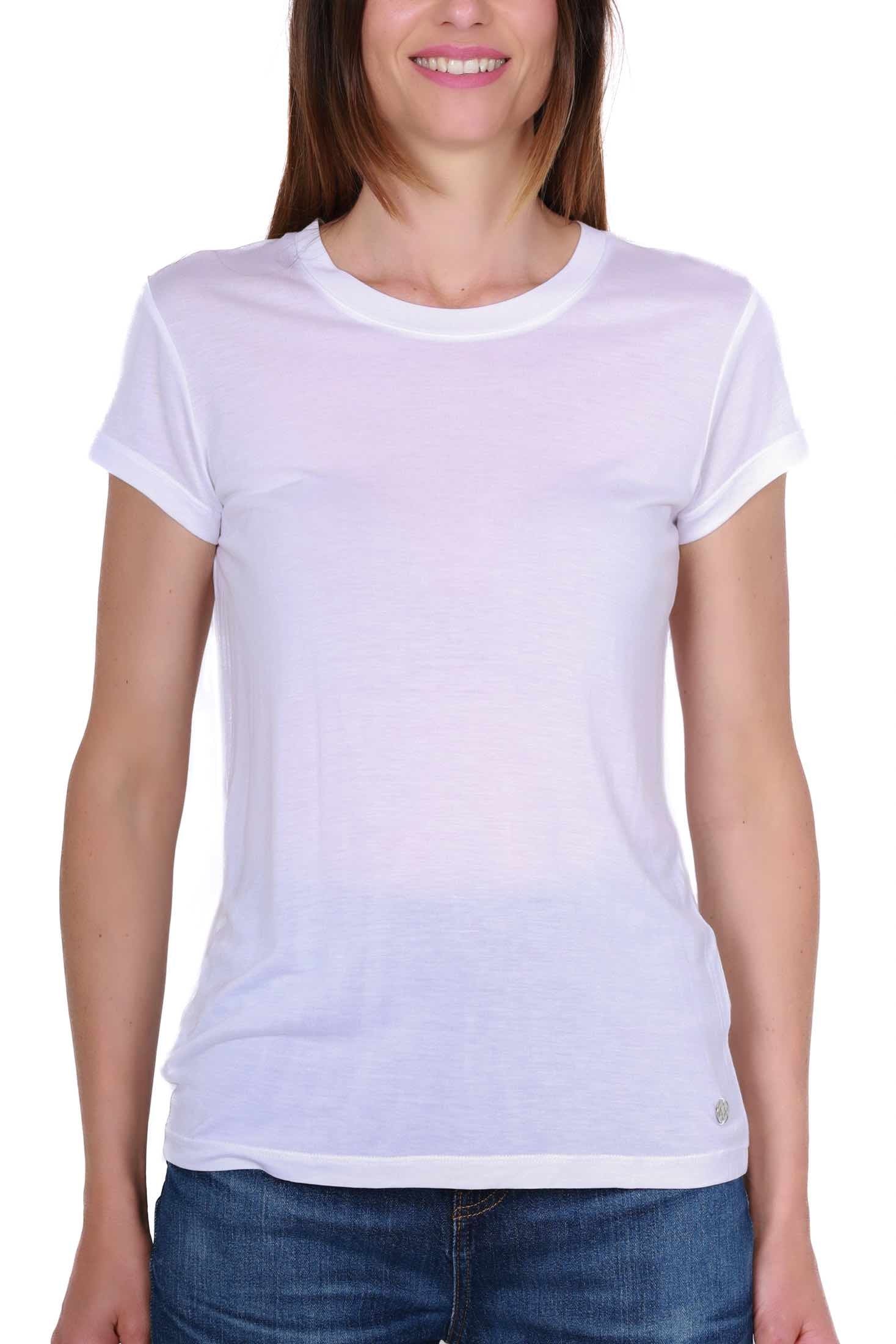 Sun68 Uomo t-shirt donna girocollo in jersey di modal bianco