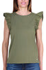 WOMEN'S CREW NECK T-SHIRT IN JERSEY AND GREEN POPLIN