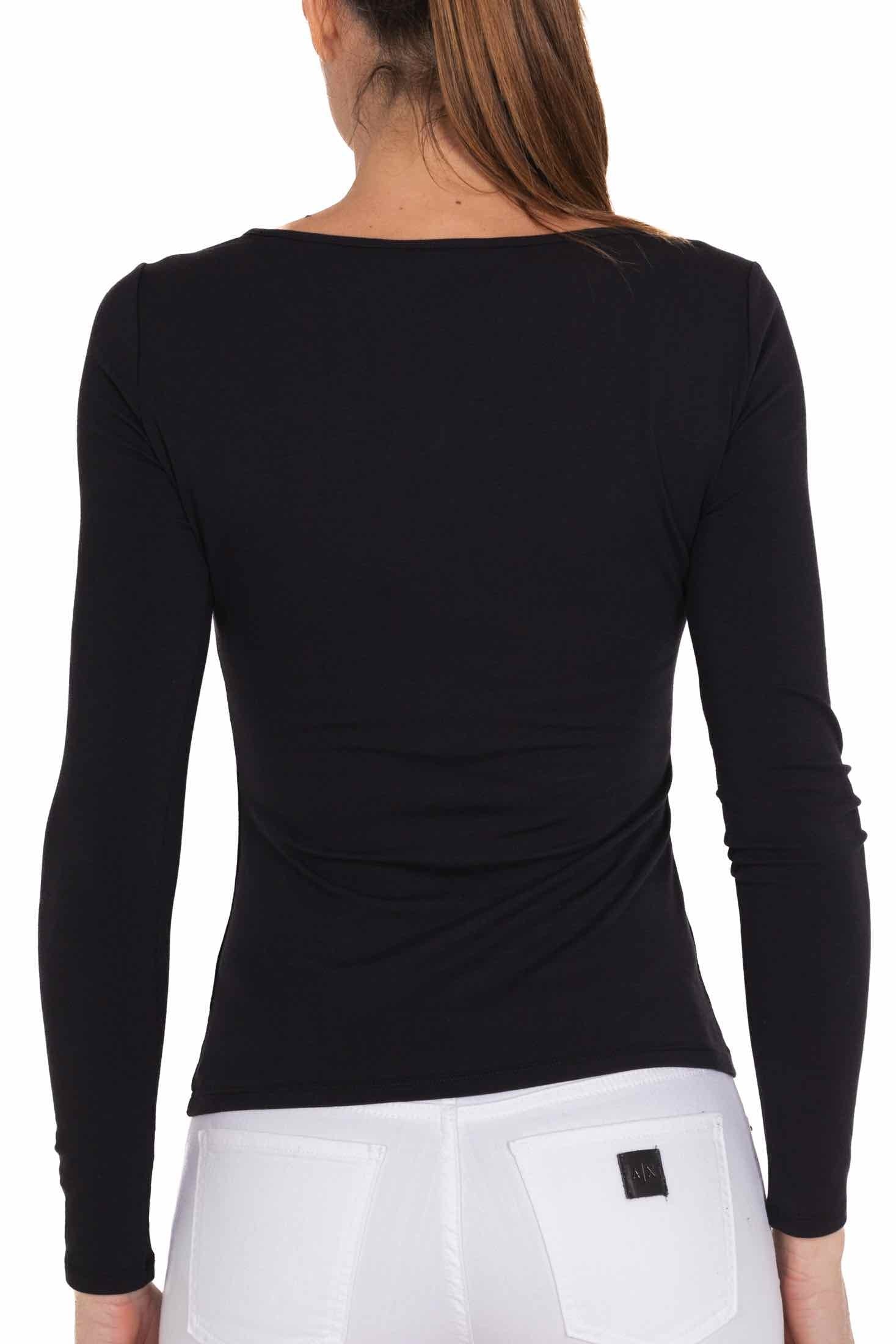 Ax Donna t-shirt girocollo a manica lunga nero