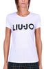 T-SHIRT GIROCOLLO CON LOGO BIANCO