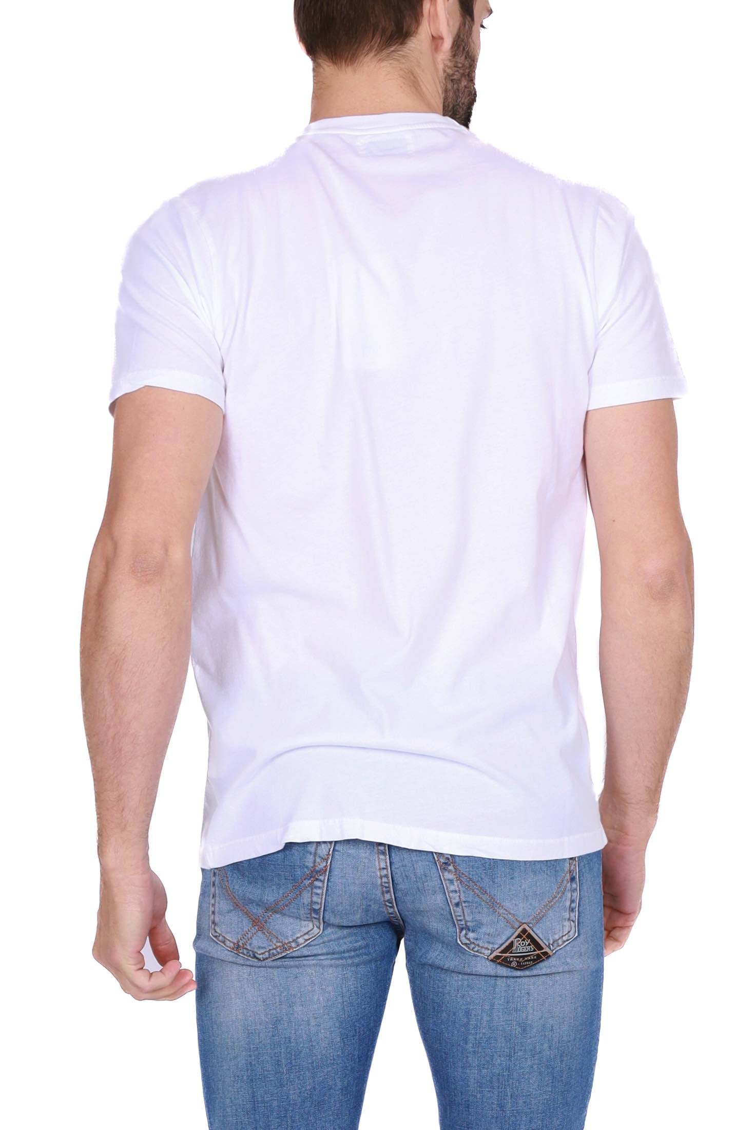 Roy Roger's Uomo t-shirt girocollo con logo bianco