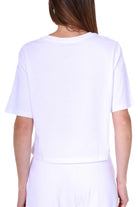 Ax Donna t-shirt girocollo con logo di tessuto bianco