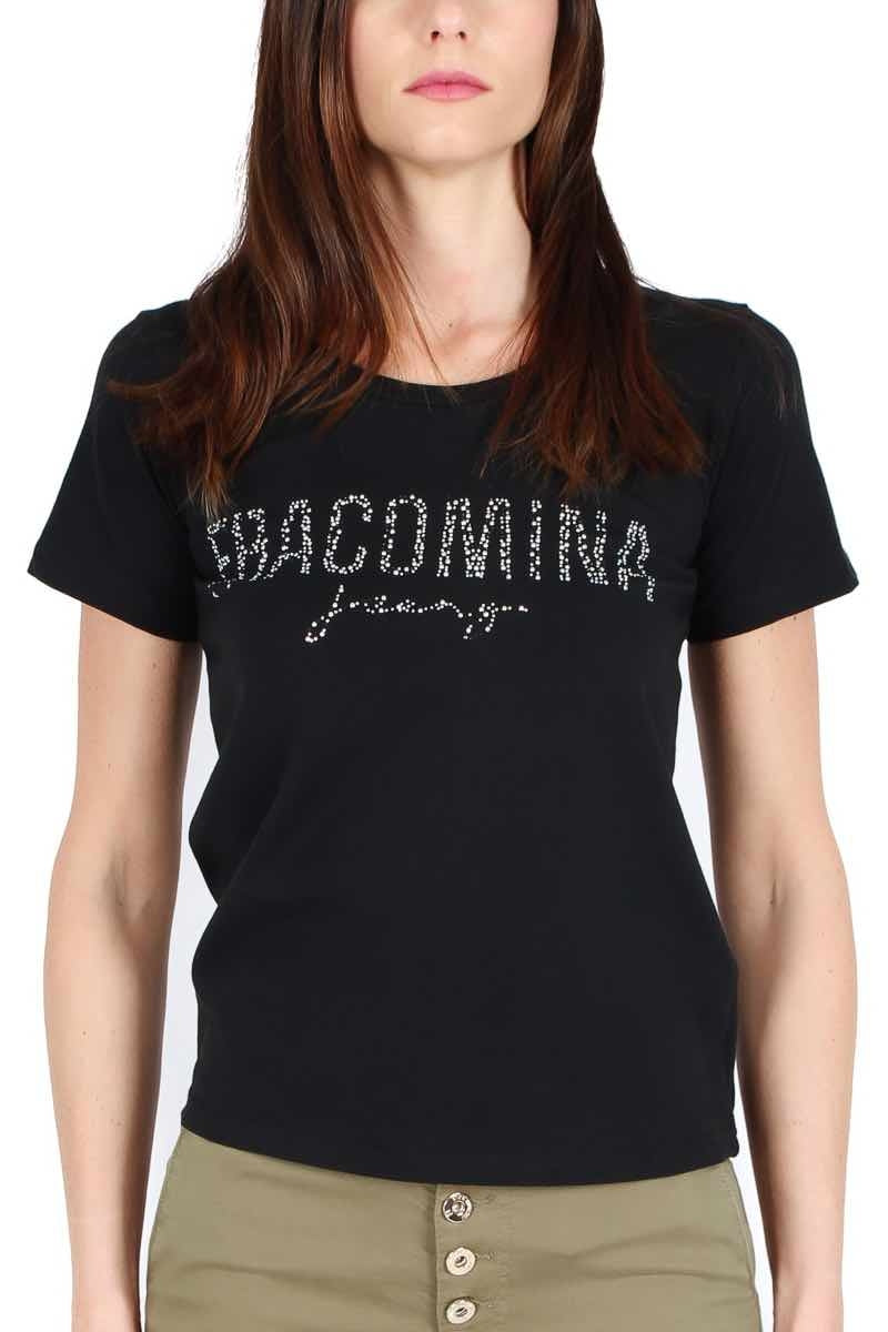 Fracomina t-shirt girocollo con logo nero