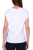 Liu Jo White t-shirt girocollo con stampa e strass bianco