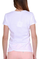 Liu Jo White t-shirt girocollo con stampa e strass bianco