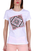 Liu Jo White t-shirt girocollo con stampa e strass bianco