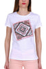 T-SHIRT GIROCOLLO CON STAMPA E STRASS BIANCO