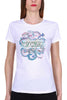 T-SHIRT GIROCOLLO CON STAMPA E STRASS BIANCO