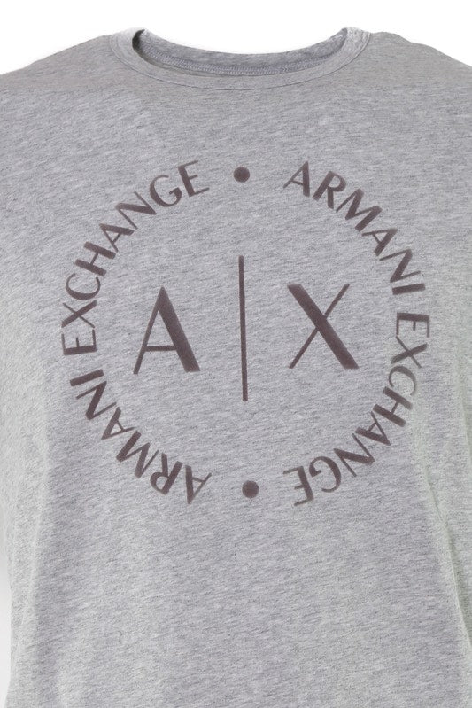 Ax Uomo t-shirt girocollo con stampa logo in puro cotone grigio