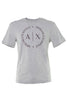 CREW NECK T-SHIRT WITH LOGO PRINT IN PURE COTTON GREY