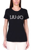 Liu Jo White t-shirt girocollo con strass e perle nero