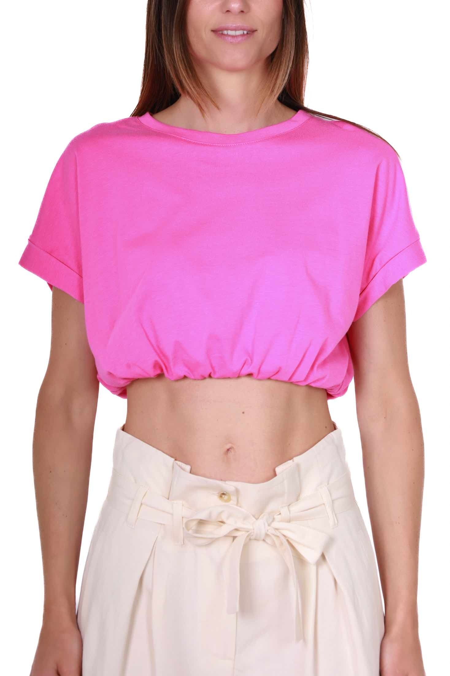 Vicolo t-shirt girocollo cropped fuxia