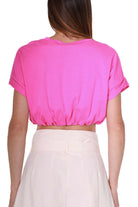 Vicolo t-shirt girocollo cropped fuxia