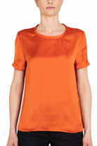 Liu Jo White t-shirt girocollo in raso arancio