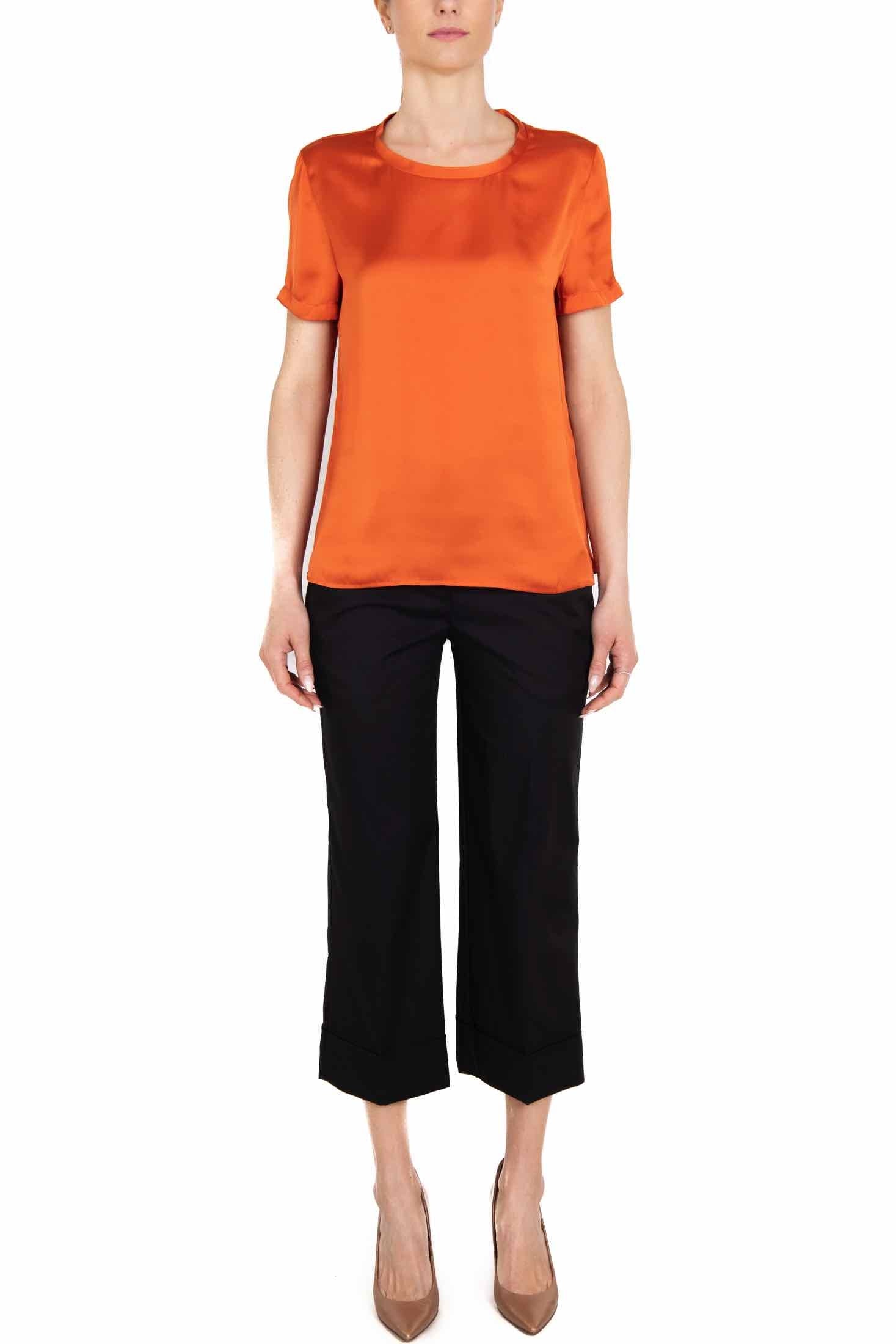 Liu Jo White t-shirt girocollo in raso arancio