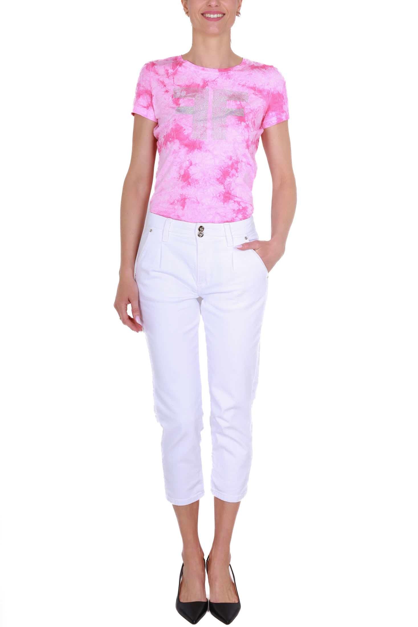 Fracomina t-shirt girocollo tie and dye fuxia