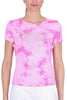 FUCHSIA TIE AND DYE CREW NECK T-SHIRT