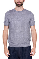 Essedi t-shirt in maglia di misto lino blu