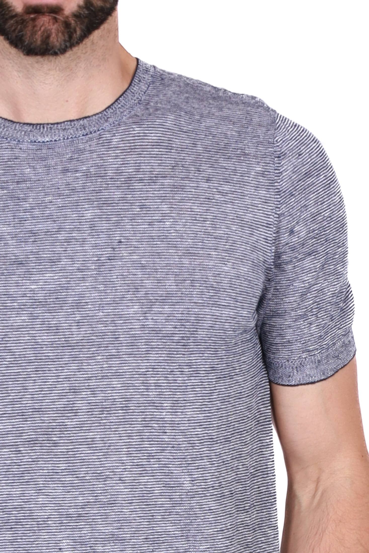 Essedi t-shirt in maglia di misto lino blu