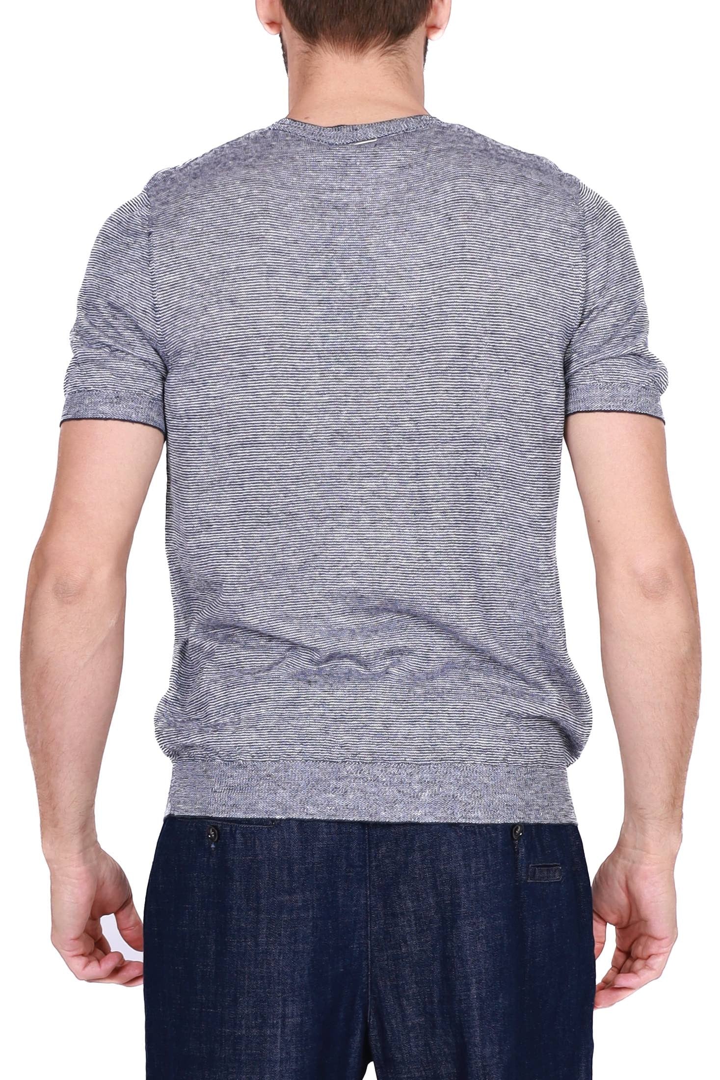 Essedi t-shirt in maglia di misto lino blu