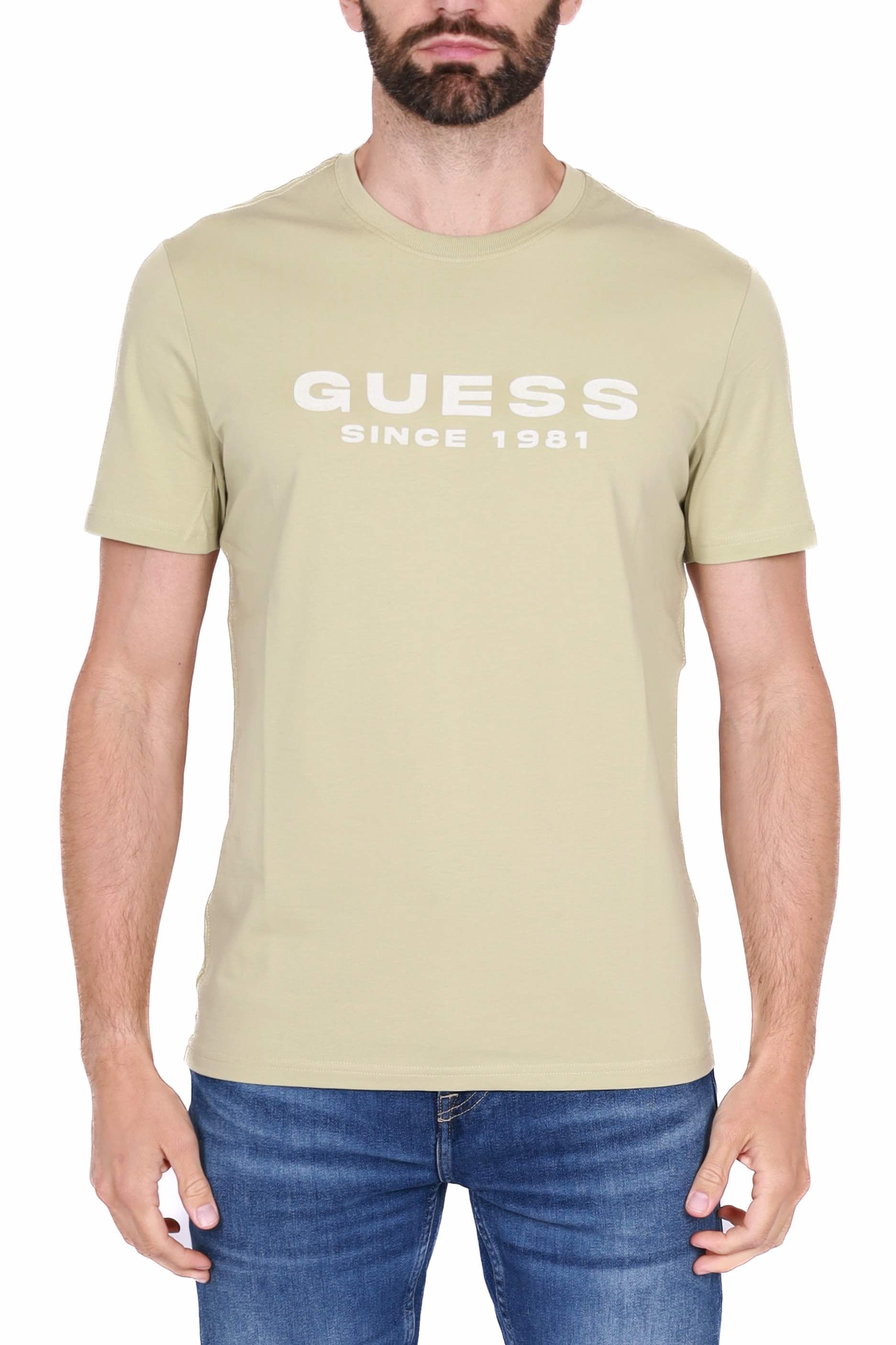 Guess Uomo t-shirt manica corta con logo beige