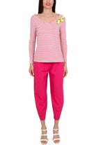 Dixie t-shirt manica lunga a righe con pupazzetti fuxia