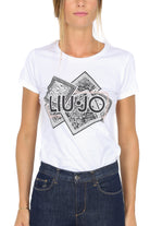 Liu Jo White t-shirt maniche corte con stampa logo bianco