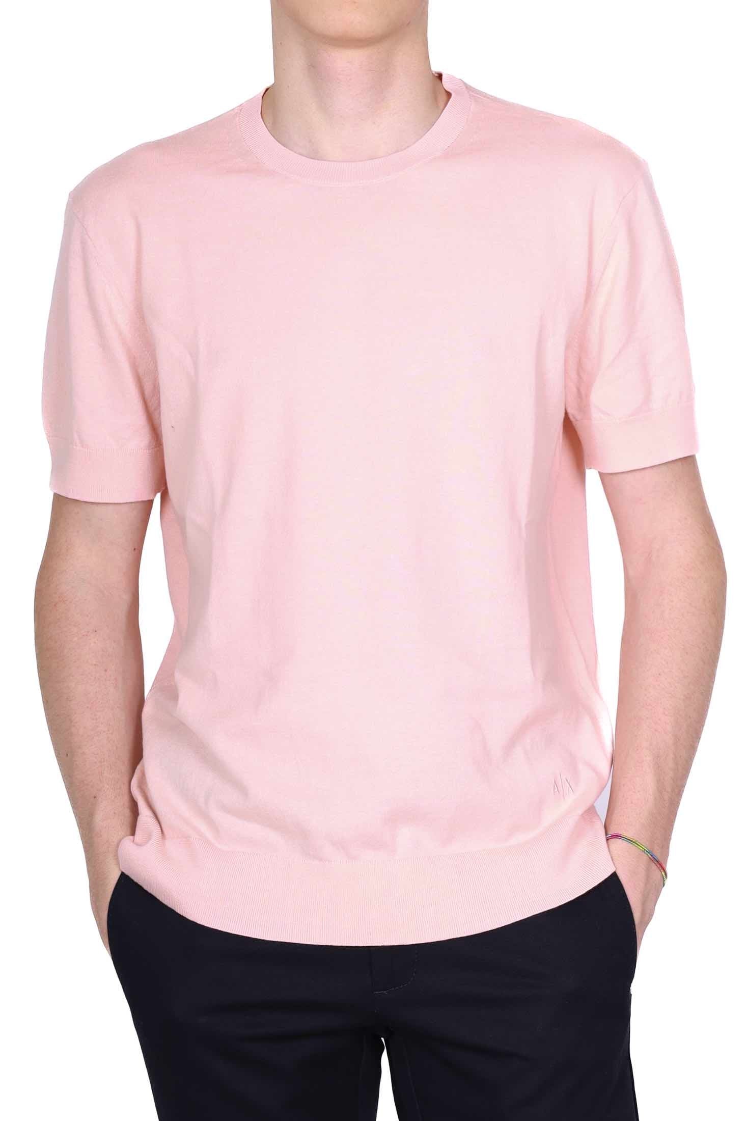 Ax Uomo t-shirt maniche corte in maglia rosa