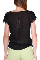 Molly t-shirt scollo a v con pizzo nero