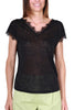 T-SHIRT SCOLLO A V CON PIZZO NERO