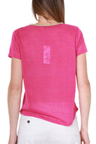 Molly t-shirt scollo a v in maglia fuxia