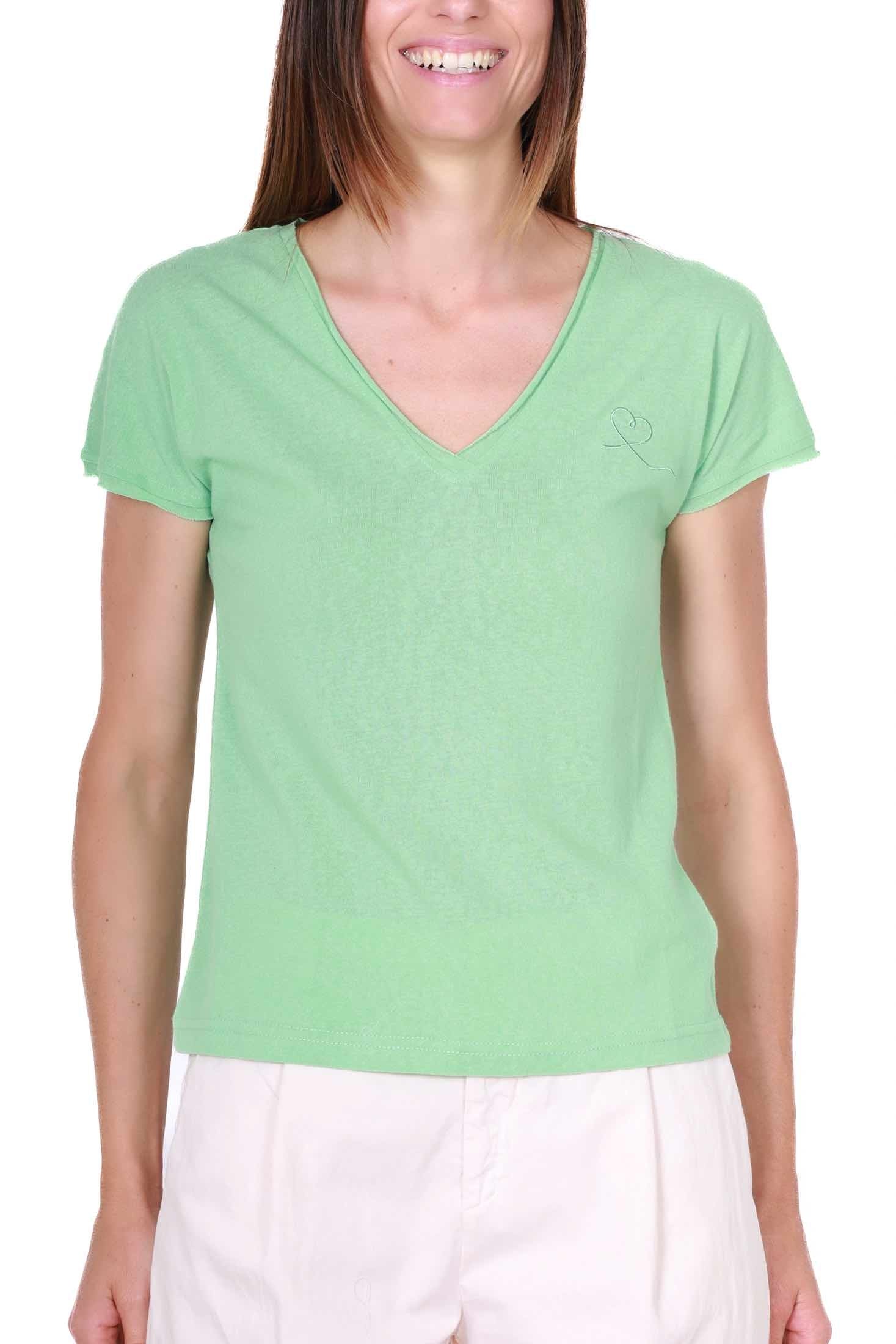 Molly t-shirt scollo a v in maglia verde