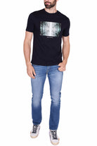 Ax Uomo t-shirt uomo in puro cotone con stampa blu